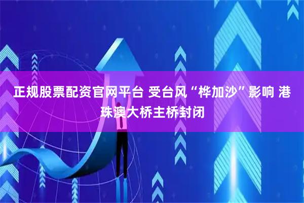 正规股票配资官网平台 受台风“桦加沙”影响 港珠澳大桥主桥封闭