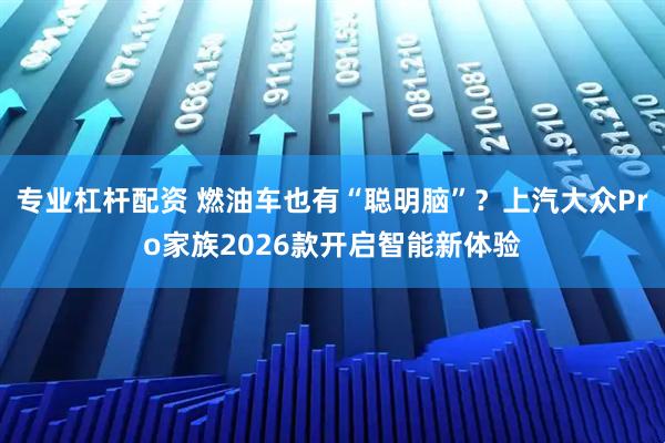 专业杠杆配资 燃油车也有“聪明脑”？上汽大众Pro家族2026款开启智能新体验